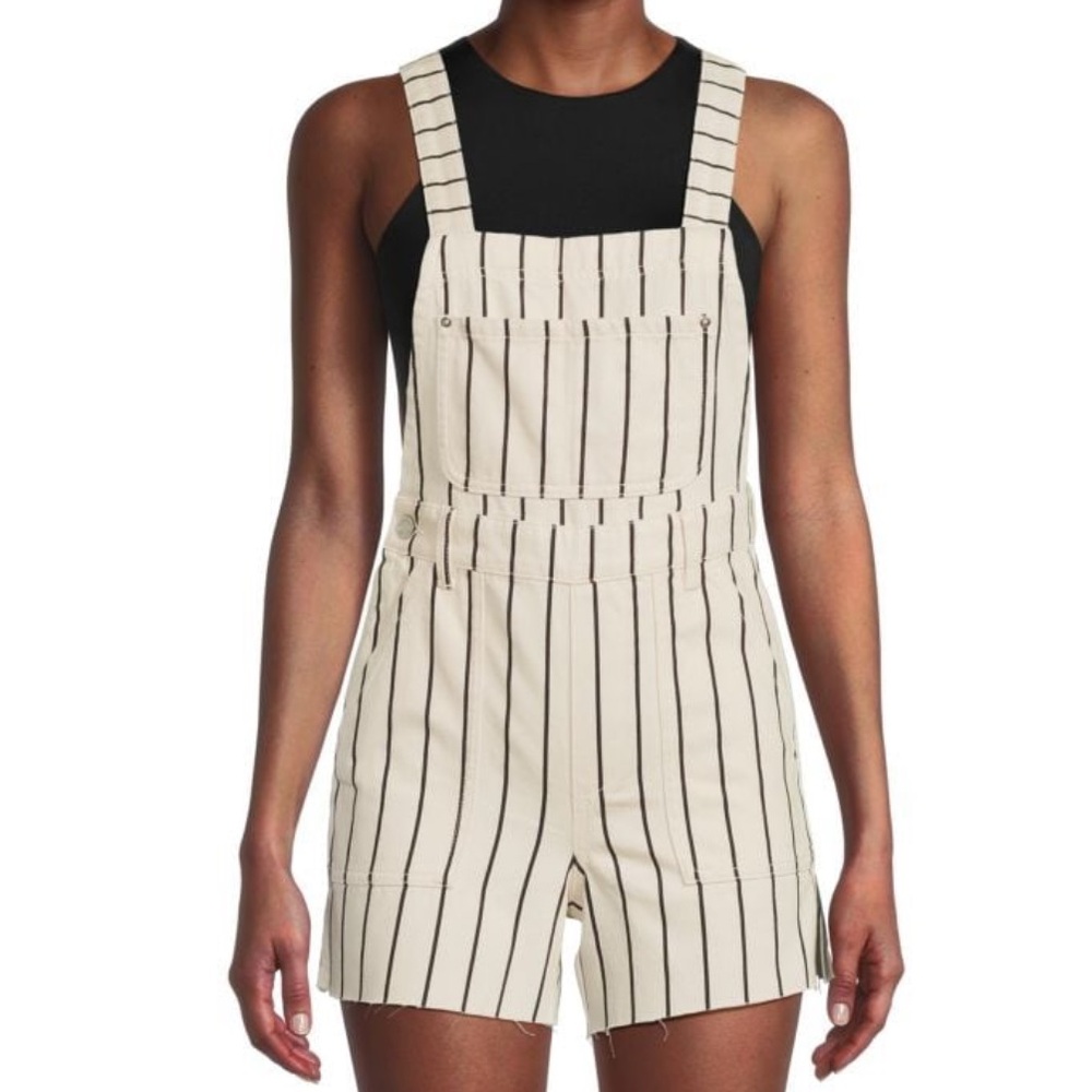 WeWoreWhat Striped Beige Overalls